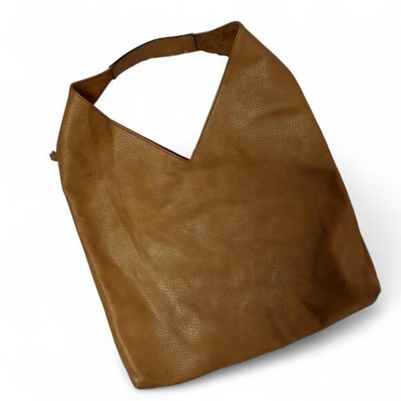 Steve Madden Hobo Bag Brown Faux Leather Shoulder Bag Zip Pocket - Picture 2 of 8